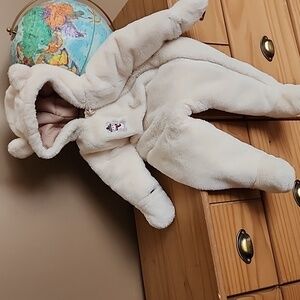 Petit Lem Size 12 Months Teddy Bunting Suit Off White Cream